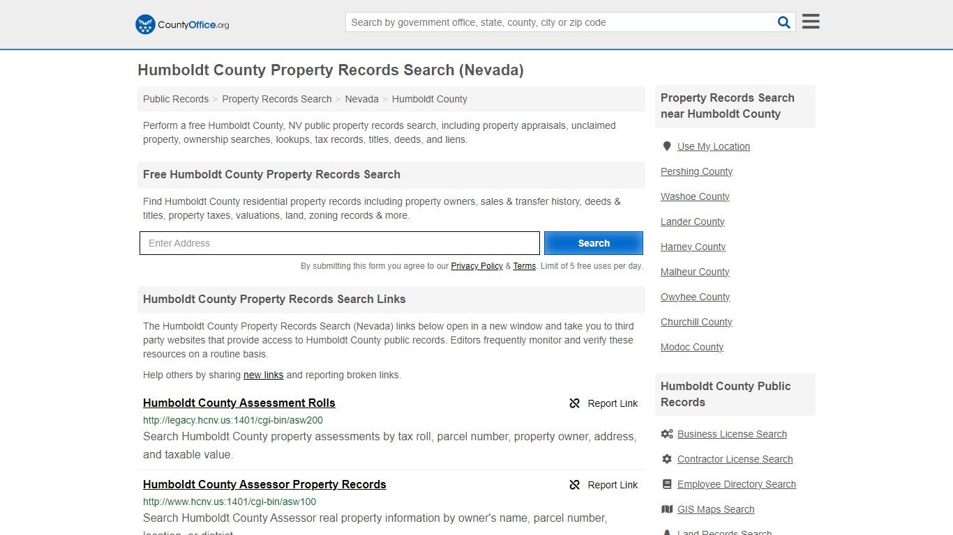 Humboldt County Property Records Search (Nevada) - County Office
