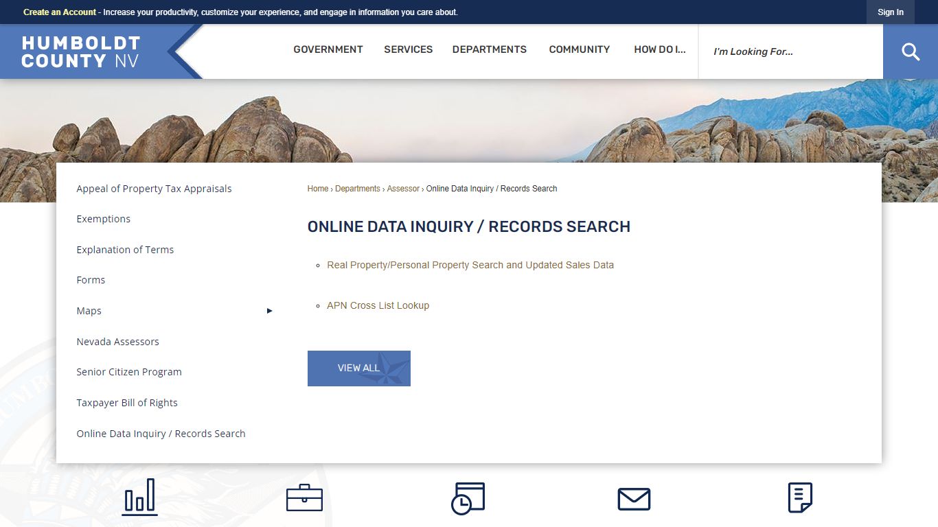 Online Data Inquiry / Records Search | Humboldt County, NV