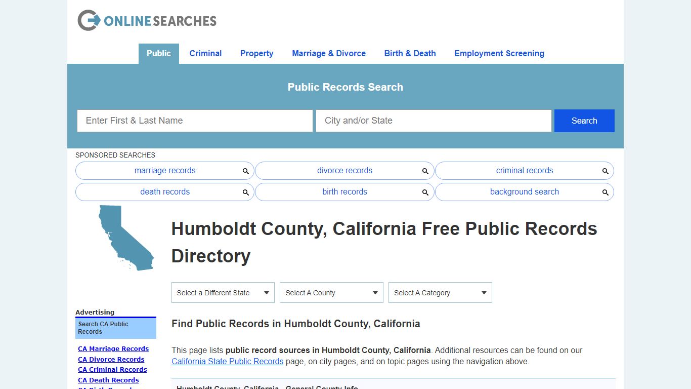Humboldt County, California Public Records Directory