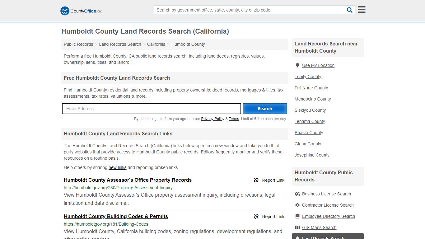 Humboldt County Land Records Search (California) - County Office